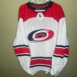 Adidas Carolina Hurricanes MiC Sz 60 NHL Hockey Jersey White Red Made In Canada